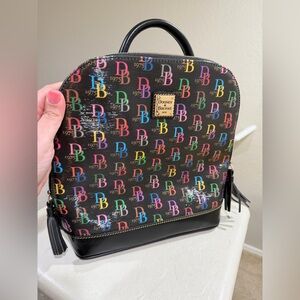 Dooney and Burke signature multicolor black backpack